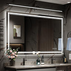 48x32 Inch Led Mirror for Bathroom with Front Light and Backlit, Bathroom Mirror with Led Lights, Vanity Mirror with Lights for Wall, Anti-Fog, Dimmable, Memory Function, Tempered Glass