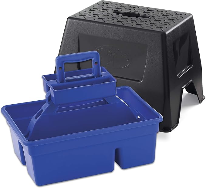 Little Giant Stable Storage Box and Stool DuraTote Stool and Tote Box with Carrying Handle (Blue) (Item No. DTSSBLUE)
