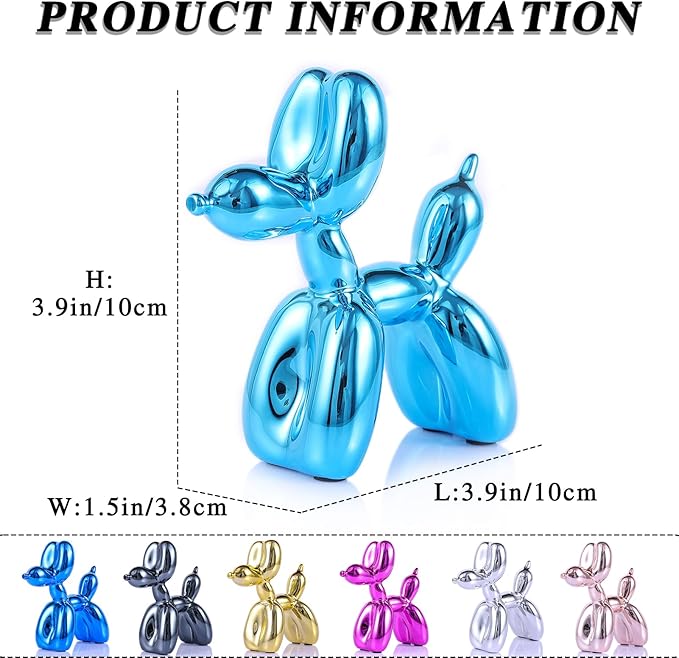 Balloon Dog Statue Modern Home Decor Collectible Figurines Art Funky Statues for Coffee Table Decorations Trendy Color Schemes Room Aesthetic Sculpture Dog (3.9 * 3.9 * 1.5inch, Sky Blue)
