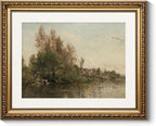 ARPEOTCY Vintage Gold Framed Wall Art Decor, 13x16 inch River Banks Landscape Paintings, Classic Vintage Room Decor, Canvas Prints Antique Frame Home Wall Art for Living Room Bedroom