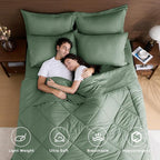 HEVUMYI Sage Green California King Comforter Set - 7-Piece All Season Bed in a Bag Cal King, Ultra Soft Bedding Set with Comforter, Flat Sheet, Fitted Sheet, Pillowcases, Pillow Shams