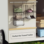 4 Tier Closet Hanging Organizer, Closet Organizers and Storage with 5 S Hooks, Closet Hanging Shelves & Freestanding Wire Storage Basket Bins, for Clothing Shoes Handbags Clutches Accessories Patent