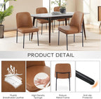 COLAMY Dining Chairs Set of 4, Modern Dining Chair, Leather Upholstered Dining Chairs, Kitchen Chairs with Curved Back and Metal Legs for Dining Room Kitchen Restaurant, Brown