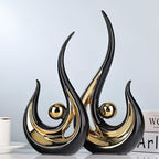 XMGZQ 2pcs Black and Gold Modern Abstract Art Statue Table Decoration,Elegantes Ceramic Statue for Home Décor Accent,Mantel,Bookshelf,Centerpiece Table Decorations for Dining Room,adornos para sala
