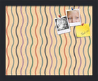 PinPix 15x12 Inch Cork Bulletin Board. This Decorative Framed Pin Board Comes with Multi Color Waves Design and a Satin Black Frame. Ideal for Home Office Decor or Message Board (PinPix-565)
