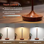 Cordless Table Lamp Rechargeable - 6000mAh LED Battery Operated Table Light - Portable Touch Dimmable Outdoor Waterproof Table Lamps for Patio Bar Restaurant Dining (2 Woodgrain)