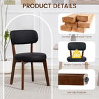 Yilaywain Mid-Century Modern Dining Chairs with Rubberwood Frame, Black Faux Leather Upholstered, 250 LBS Weight Capacity, Anti-Slip Protectors (Black)