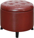 Convenience Concepts Designs4Comfort Storage Ottoman, Burgundy Faux Leather