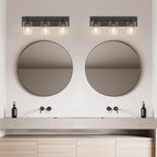 Espird Bathroom Vanity Light,3 Light Matte Black Light Fixture with Thickened Clear Glass Shade, 21 inch Modern Wall Sconce, Bathrooms Vanity Light Over Mirror for Bathroom