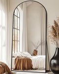 Suidia Arched Full Length Mirror, 71"x32" Floor Mirror Freestanding, Floor Standing Full Body Mirror with Stand for Bedroom, Hanging Leaning Mounted for Living Room Cloakroom, Black
