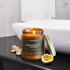 Calyan Wax Co. Passionfruit & Ginger Scented Candle - 57 Hour Burn - Luxury Non Toxic Soy Wax Candles - Long Lasting Amber Glass Jar Candle for Home - 7.2oz