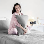 KASENTEX Oversized Queen Quilt Set 102"x106" – Soft Washed 3-Layer Lightweight Bedspread, Minimalist Nordic Design, All-Season Spring & Summer Quilt Set (1 Quilt + 2 Pillow Shams), Solid Grey