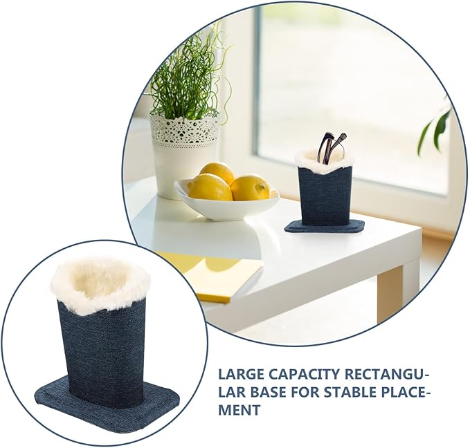 Cabilock 2Pcs Plush Eyeglasses Holder Set, Comfortable Fabric Eyeglass Stand with Base, Gray and Blue Colors, Desktop Sunglasses Display Organizer for Home and Office Use