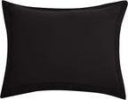 Amazon Basics Lightweight Microfiber 3-Piece Duvet Cover Set with Zipper Closure, Full/Queen, Black, Solid