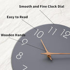 Mosewa Large Wall Clock 16 Inch Gray Modern Silent Non Ticking Battery Operated Decorative for Bedroom Bathroom Living Room Kitchen Home Office Hotel