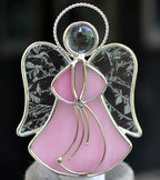 Stained Glass Angel Night Light Decorative Accent Lite Wall Plug in Nightlight for Hallway Bedroom Bathroom Kitchen Nature Themed Home Décor