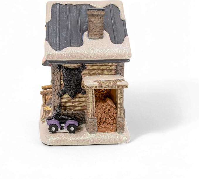 Black Bear Lodge Porcelain Christmas Village with LED Lights