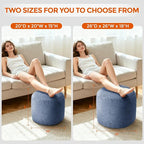 Pouf Ottoman Foot Rest, Comfortable & Soft, Round Footstool for Living Room, Bedroom, Office, Room Decoration, Corduroy Foot Stool Pouf with Odorless & Anti-Clump Filling, Small Navy