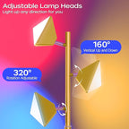 36W RGBCW Floor Lamp, Color Changing LED Tree Floor Lamp, Stepless Dimmable Tall Standing Lamp with Remote & Touch Control, 2700K-6500K Modern Floor Lamps for Living Room, Bedroom, Gaming Room - Gold