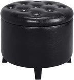 Convenience Concepts Designs4Comfort Storage Ottoman, Black Faux Leather
