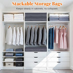 Under Bed Storage Containers with Lids - 3 Pack, Foldable and Stackable Clothes Storage Bags with Clear Window, 3-Sided Handles and Label Slot for Clothing, Blankets, Pillows (Grey)