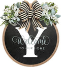 Circular Surname Front Door Welcome Sign - 26 Letter House Wreath, Front Porch Decorations, Year-Round Home Decor (Y)