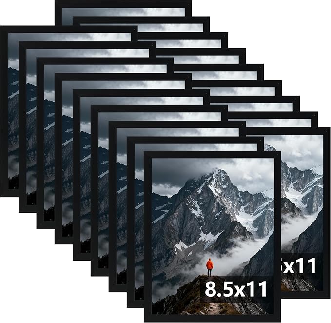 Giftgarden 8.5x11 Picture Frame Set of 18, Multi 8.5 by 11 Certificate Frames Bulk for Award Diploma Document office Wall or Tabletop Display, Black