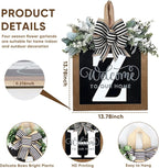 Ultra Large 14'' Last Name All Year Round Front Door Wreath with 26 Initial Letter Welcome Sign All Seasons Eucalyptus Garland and Bow Wreaths for Front Door Porch Farmhouse Decoration (Z)