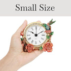 Mini Tabletop Clock, Decorative Vintage Floral Metal Table Clock with Battery Operated for Bedside, Table, Living Room, Home and Office