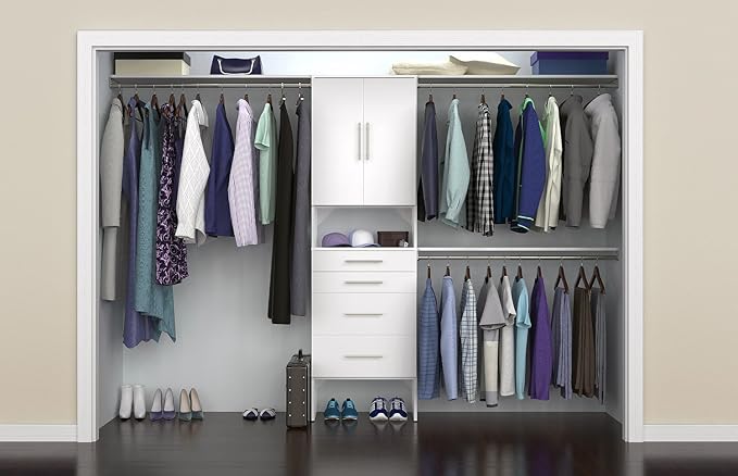 ClosetMaid 1937340 SuiteSymphony Modern 25-Inch Closet Organizer with Shelves, 2-Doors and 4-Drawers, Pure White