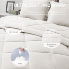 Love's cabin Twin Comforter Set Off White, 5 Pieces Twin Bed in a Bag, All Season Bedding Sets with 1 Comforter, 1 Flat Sheet, 1 Fitted Sheet, 1 Pillowcase and 1 Pillow Sham