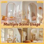 Antok Full Length Mirror, 58"x18" Floor Mirror, Arched Floor Standing Freestanding Arch Full Body Mirrors with Stand for Bedroom, Hanging Mounted for Living Room Cloakroom,Orange