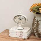 NIKKY HOME Vintage Table Clock with Beads, Silent Shelf Desk Top Clock Battery Operated Antique Design, Chic Home Decor for Fireplace Mantel, Desktop, Countertop, White