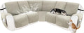 Recliner Sofa Covers 100% Waterproof Recliner Cover Washable Velvet L Shape Recliner Couch Covers for Sofa Pets Anti Slip Recliner Slipcovers with Pockets (5 Seat Sofa, Light Gray)