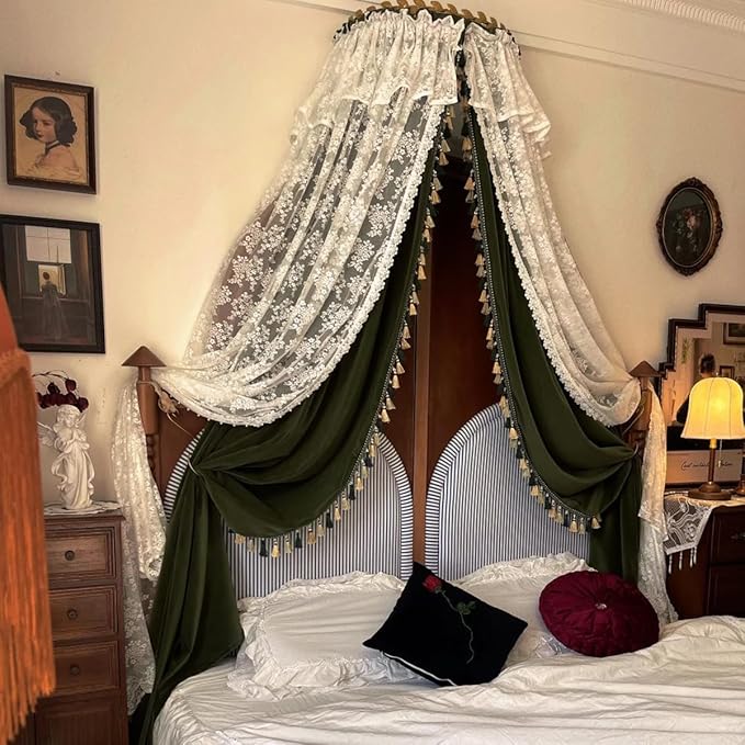 Middle Ancient Style Girl Bed Curtain Princess Bed Canopy for Girls Decorative Curtains for The Headboard of The Villa Bedroom