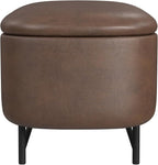 HomePop Ellipse Modern Storage Bench with Metal Legs |Homepop Home Décor|Bench with Storage for Living Room & Bedroom - Brown Faux Leather