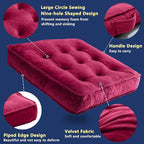 Floor Pillow Set of 2, Memory Foam Meditation Cushion, Floor Cushions for Adults Sitting, Large Square Seat Cushions for Yoga, Living Room, 20x20 Inch (Burgundy)