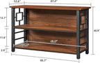 HOMISSUE Book Shelf, 3 Tier Long Bookshelf with Storage, Engineered Wood and Metal Shelf Bookcase, Low Short Bookcases for Small Space, Living Room, Bedroom, Office, Rustic Brown