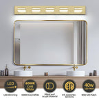 OKELI 5-Light Bathroom Vanity Light Gold Modern LED Vanity Light Over Mirror Dimmable Mirror Front Lamp with 350° Adjustable Lamp Head ETL Listed 32W 6000K Cold White