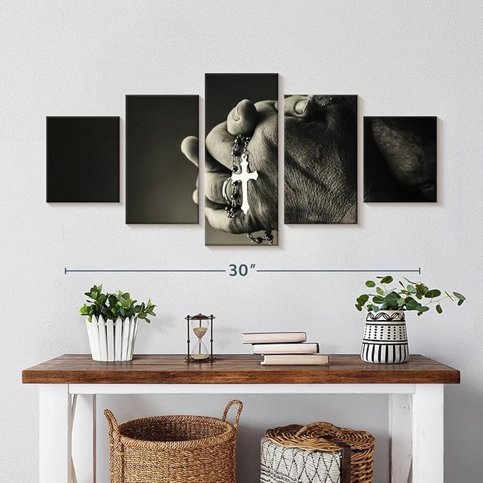 Elephant Stock Christian Prayer Canvas - 5 Panel Pictures Decor - Digital Design Canvas Print - Christian Wall Decor - 36" X 15"