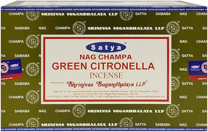 Green Citronella Incense Sticks and Incense Stick Holder Bundle Insence Insense Satya Incense