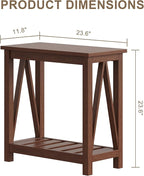 ChooChoo Farmhouse End Table Set of 2, Rustic Vintage Narrow End Side Table with Storage Shelf for Small Spaces, Nightstand Sofa Table for Living Room, Bedroom Walnut