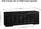 51.2" Storage Chest Extra Large,Storage Bench with 2 Safety Hinges,Shoe Bench,51.2 * 15.7 * 19.1 inches,Wooden Trunk for Bedroom,livingroom,entryway,Supports 220 lb,Easy Assembly(Black).