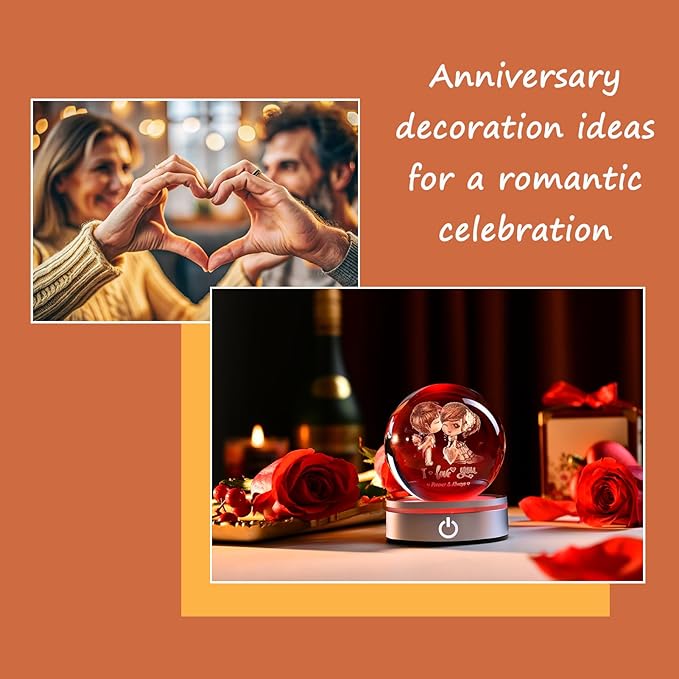 IFOLAINA Romantic Valentines Gifts for Wife Girlfriends Women I Love You Gifts for Her Couple Anniversary Birthday 3D Crystal Ball Night Light Glass Globe Decorative Decor