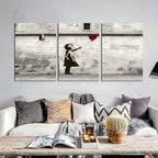 Novatique 3 Piece Graffiti Wall Art Banksy Canvas Wall Art for Living Room Graffiti Poster with Framed Ready to Hang Modern Home Decor for Bedroom Office, 20" x 28" x 3Pcs