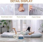 Bean Bag Chairs for Adults,Folding Sofa Bed,Floor Couch Bed, Foam Filling Fold Floor Mattress with Washable Soft Faux Fur Cover, Leisure Floor Couch for Bedroom Living Room(Grey,Single)