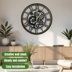 24 Inch Wall Clock, Gear Clock, Silent Non Ticking, Battery Operated Large Wall Clocks for Living Room Decor, Kitchen, Office (Vintage Industrial Steampunk)