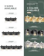 Bathroom Light Fixtures Over Mirror, 3-Light Matte Black Vanity Light with Square Clear Glass Shade, Modern Wall Sconces, Vanity Lighting Fixtures, VL194-MB-3