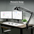 Led Desk Lamp for Home Office - Swing Arm Desk Lamp with Clamp - Architect Adjustable Gooseneck Table Lamp with 5 Color Modes & 10 Brightness for Reading Working Drafting (Black)