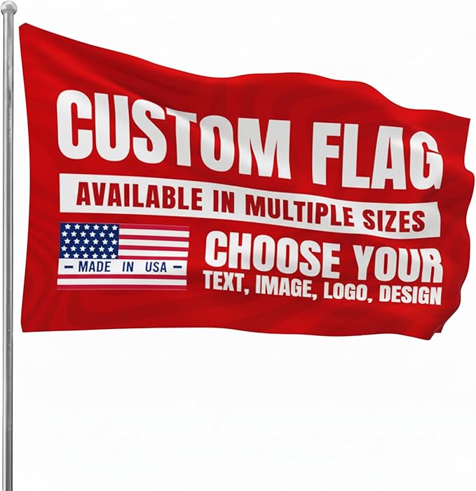 Custom Flag (1x1.5FT to 5x8FT) by BCB Print for Business | Personalized Outdoor Flags with Grommets for Advertising, Events | HD Printed Custom Sign Flag | Express Dispatch+Ship | Made in USA